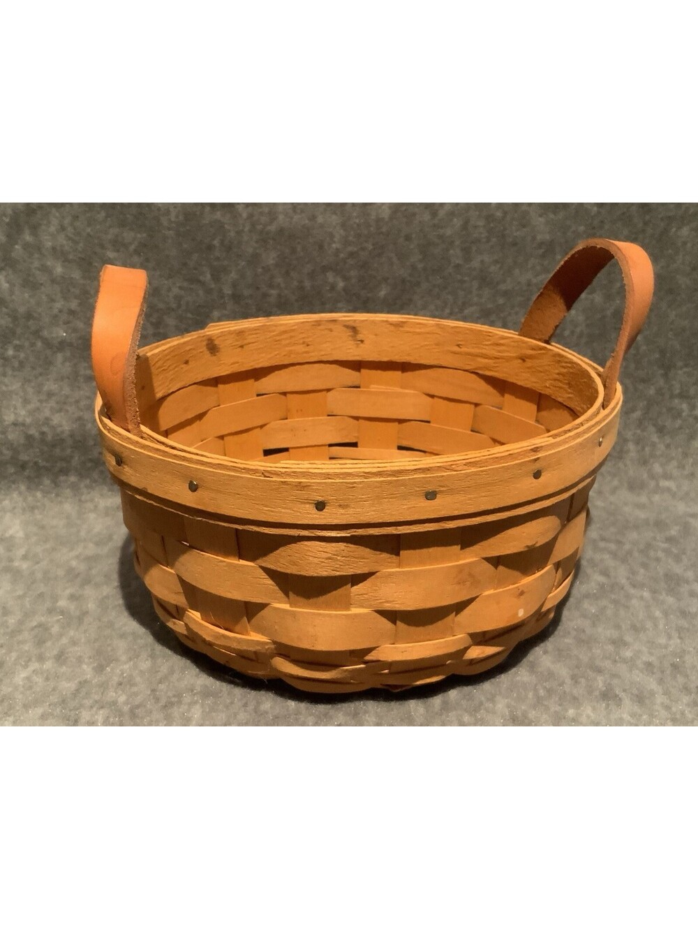 Vintage Signed 1996 Longaberger 6.75”Wx3.25”H w/o Handle Handwoven Wicker Basket